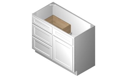 V4221DL - 42" Wide Double Door Vanity Base Cabinet, Drawers Left