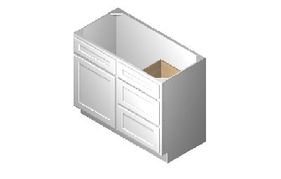 V4221DR - 42" Wide Double Door Vanity Base Cabinet, Drawers Right