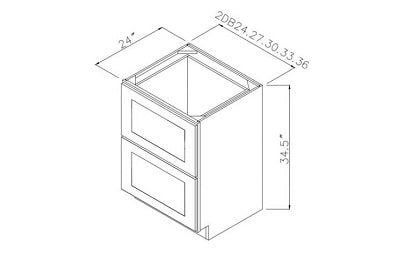 2DB27 - 27" Wide Two Drawer Base Cabinet