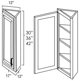 WCA1230 - 12" Wide 30" High, Angled End Wall Cabinet