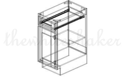 BC15: Kitchen Base Cabinet with Cutting Board, 15w x 34 1/2h x 24d;  Custom Unfinished, Stained or Painted