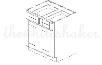 B30 - 30" Wide Double Door & Double Drawer Base Cabinet