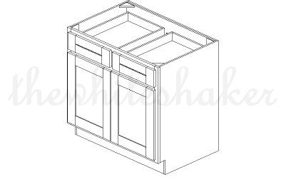 B36 - 36" Wide Double Door & Double Drawer Base Cabinet