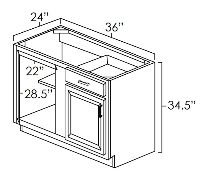 36 blind store corner base cabinet