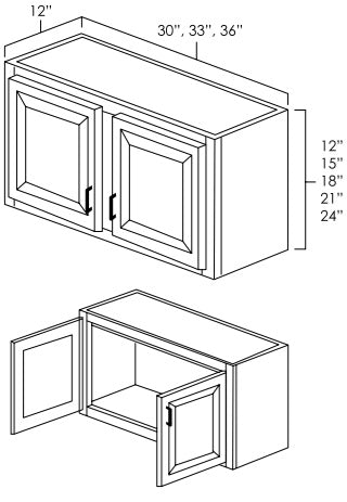 W3315 - 33" Wide 15" High, Bridge Wall Cabinet