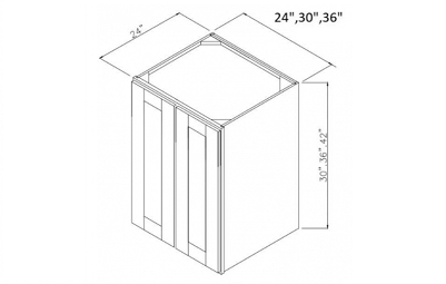 W363024 - 36" Wide 30" High 24" Deep, Double Door Double Depth Wall Cabinet