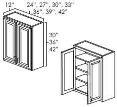 W2436 - 24" Wide 36" High, Double Door Wall Cabinet