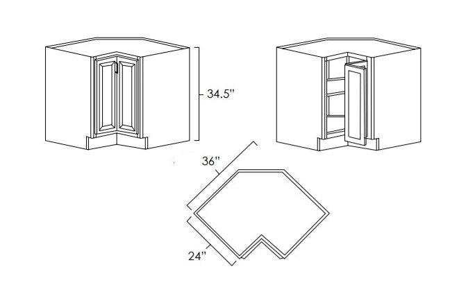 LS3612 - 36" Wide Lazy Susan Corner Base Cabinet