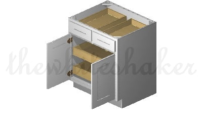 Reico  Two Deep Drawer with Built In Roll Out Trays Cabinet