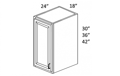 W183024 - 18" Wide 30" High 24" Deep, Single Door Double Depth Wall Cabinet