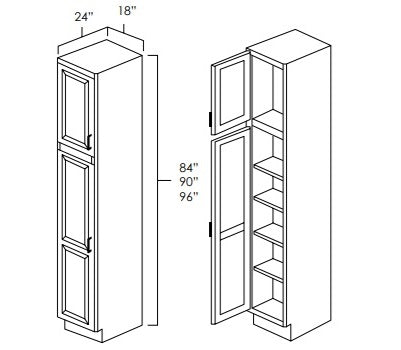 UC1896 - 18" Wide, 96" High Utility/Pantry Cabinet