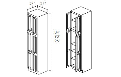 UC2484 - 24" Wide, 84" High Utility/Pantry Cabinet