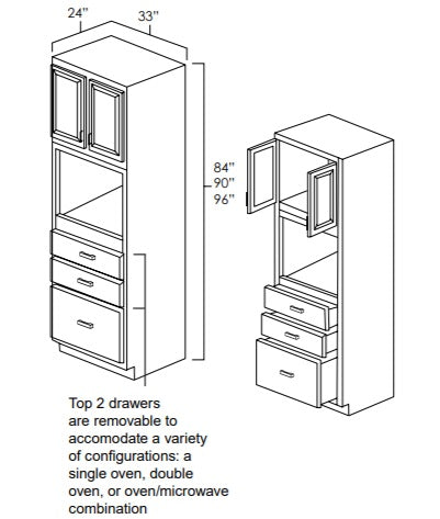 UOC3384 - 33" Wide, 84" High Universal Oven Cabinet