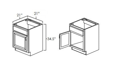 V2121 - 21" Wide Vanity Base Cabinet