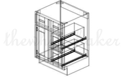 V2421DR - 24" Wide Single Door Vanity Base Cabinet, Drawers Right