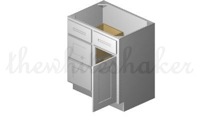 V3021DL - 30" Wide Single Door Vanity Base Cabinet, Drawers Left