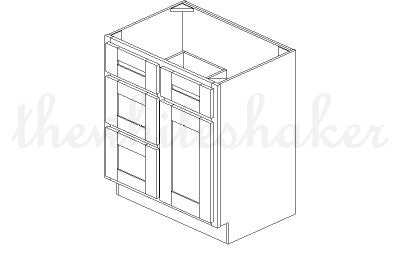 V3021DL - 30" Wide Single Door Vanity Base Cabinet, Drawers Left