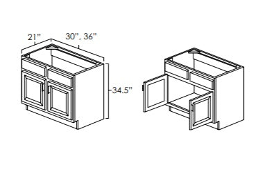 V3021 - 30" Wide Vanity Base Cabinet