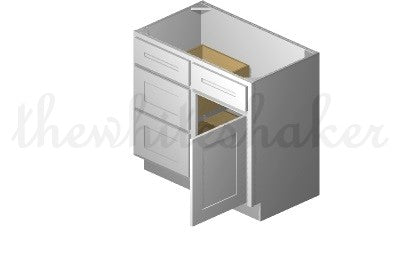 V3621DL - 36" Wide Single Door Vanity Base Cabinet, Drawers Left