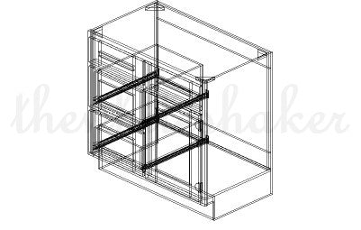 V3621DL - 36" Wide Single Door Vanity Base Cabinet, Drawers Left