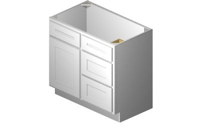 V3621DR - 36" Wide Single Door Vanity Base Cabinet, Drawers Right