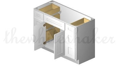 V4821DD - 48" Wide Double Door Vanity Base Cabinet, Double Drawers