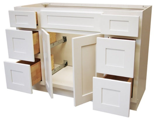 V4821DD - 48" Wide Double Door Vanity Base Cabinet, Double Drawers