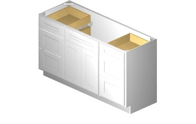 V6021DD - 60" Wide Double Door Vanity Base Cabinet, Double Drawers