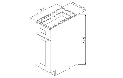 VB1221 - 12" Wide Single Door & Drawer Vanity Base Cabinet