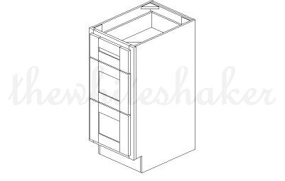 VDB1521 - 15" Wide Three Drawer Vanity Base Cabinet