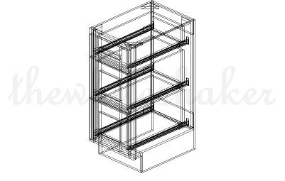 VDB1521 - 15" Wide Three Drawer Vanity Base Cabinet