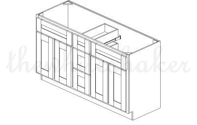 VSDB60 - 60" Wide Double Sink Vanity Base Cabinet