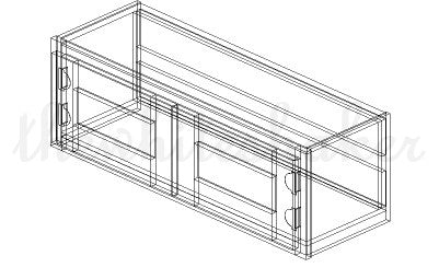 W3612PG - 36" Wide 12" High, Double Door Plain Glass Decorative Wall Cabinet