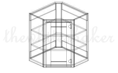 WDC2430 - 24" Wide 30" High, Diagonal Corner Wall Cabinet