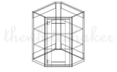 WDC2436 - 24" Wide 36" High, Diagonal Corner Wall Cabinet