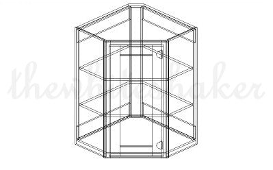 WDC2436 - 24" Wide 36" High, Diagonal Corner Wall Cabinet