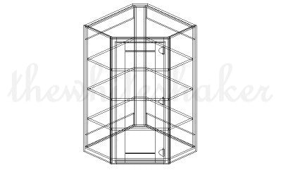 WDC2442 - 24" Wide 42" High, Diagonal Corner Wall Cabinet