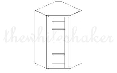 WDC42PG - 24" Wide 42" High, Diagonal Corner Wall Cabinet with Plain Glass Door