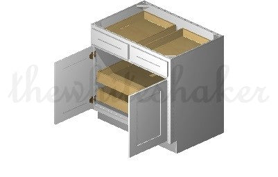 B36 - 36" Wide Double Door & Double Drawer Base Cabinet