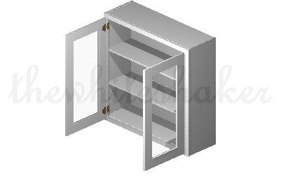 PG3636 - 36" Wide 36" High, Plain Glass Double Doors