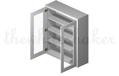 PG3642 - 36" Wide 42" High, Plain Glass Double Doors